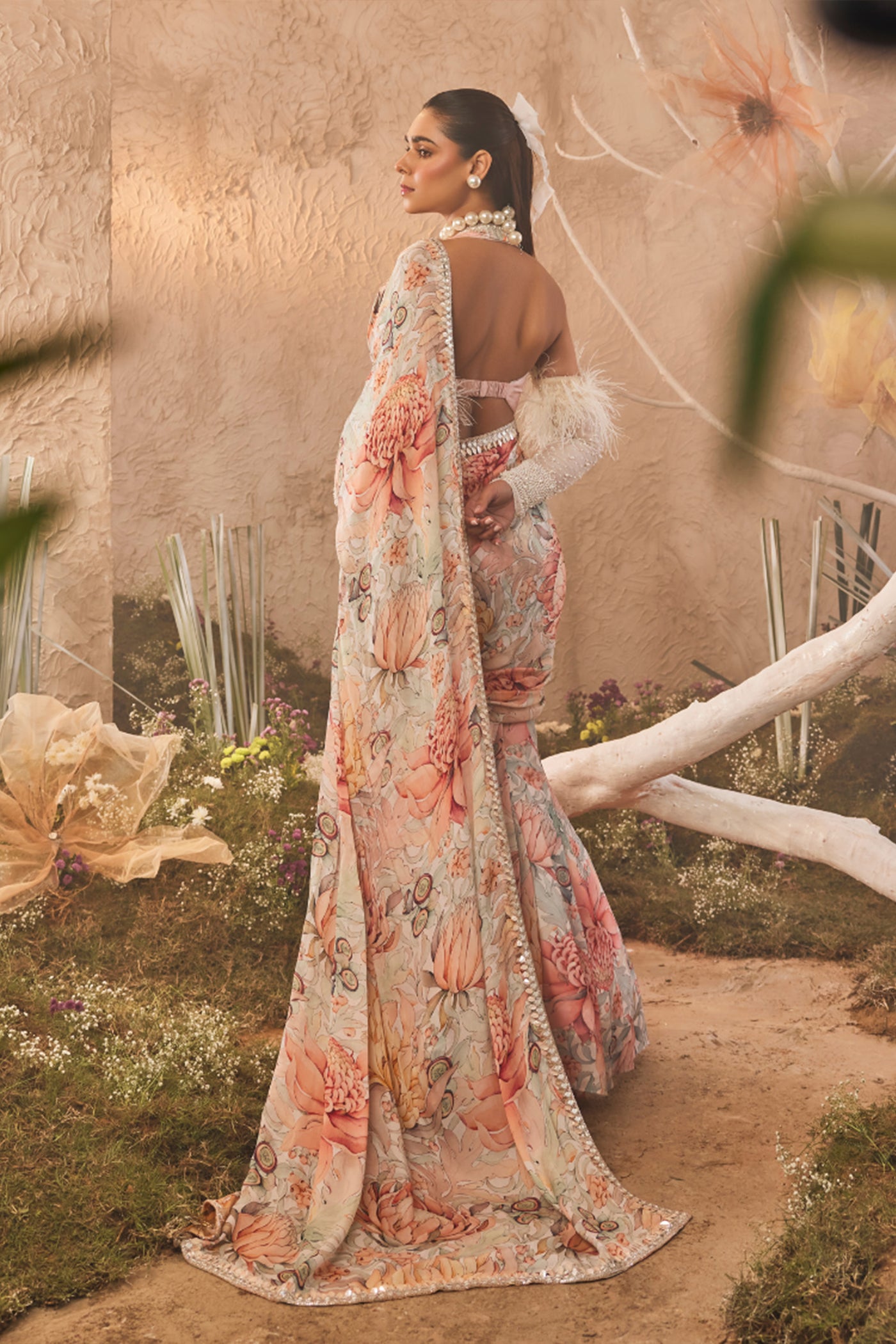 The Story Brand Lyra Draped Sari with Blouse indian designer wear online shopping melange singapore
