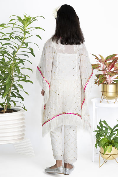 The Story Brand Stardust Kaftan In Ivory Dotty With Pants indian designer wear online shopping melange singapore