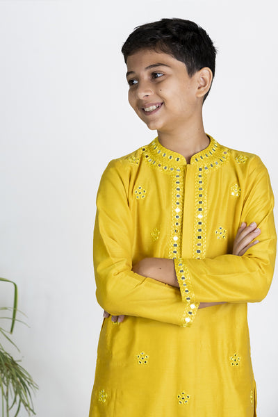 The Story Brand Stardust Kurta set In Mango Mirror Butti indian designer wear online shopping melange singapore