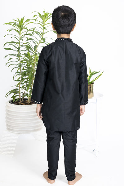 The Story Brand Stardust Kurta Set In Black Mirror Butti indian designer wear online shopping melange singapore