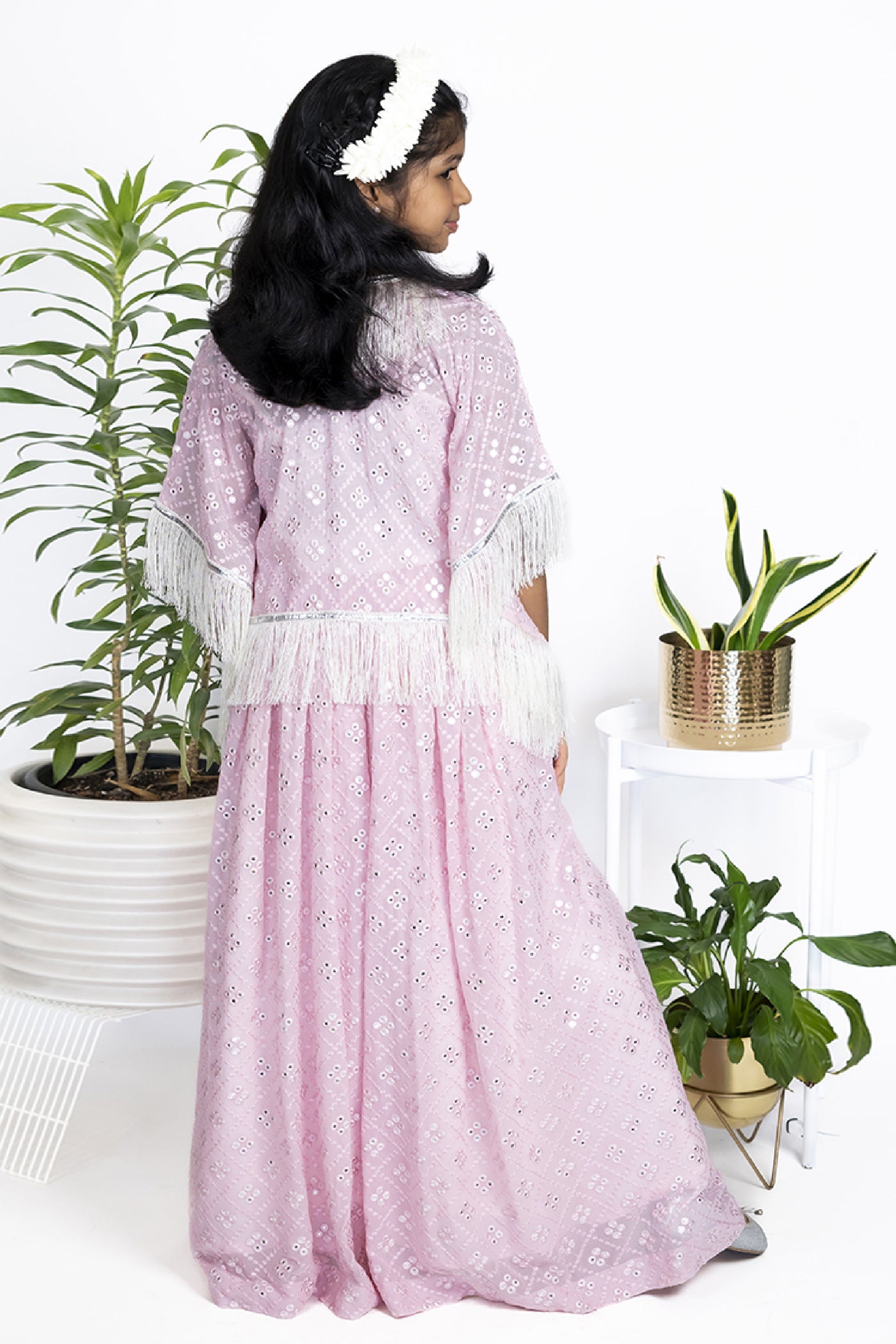 The Story Brand Stardust Lehenga Set With Choli Blouse In Blush Foil Mirror indian designer wear online shopping melange singapore