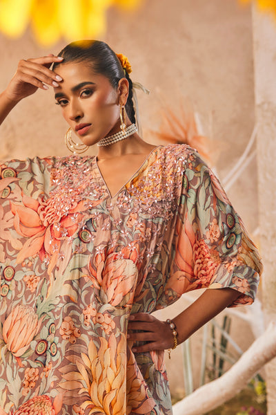 The Story Brand Thea Kaftan Tunic with Pants in White indian designer wear online shopping melange singapore