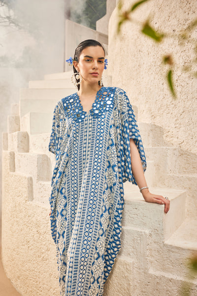 The Story Brand Zoe Kaftan Dress In Azure indian designer wear online shopping melange singapore