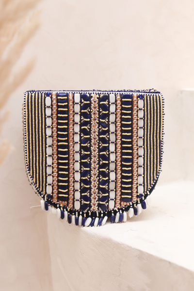 The Tan Clan Asma Blue Flap Over Bag with Handle Melange Singapore Online Shopping Womenswear Gifting