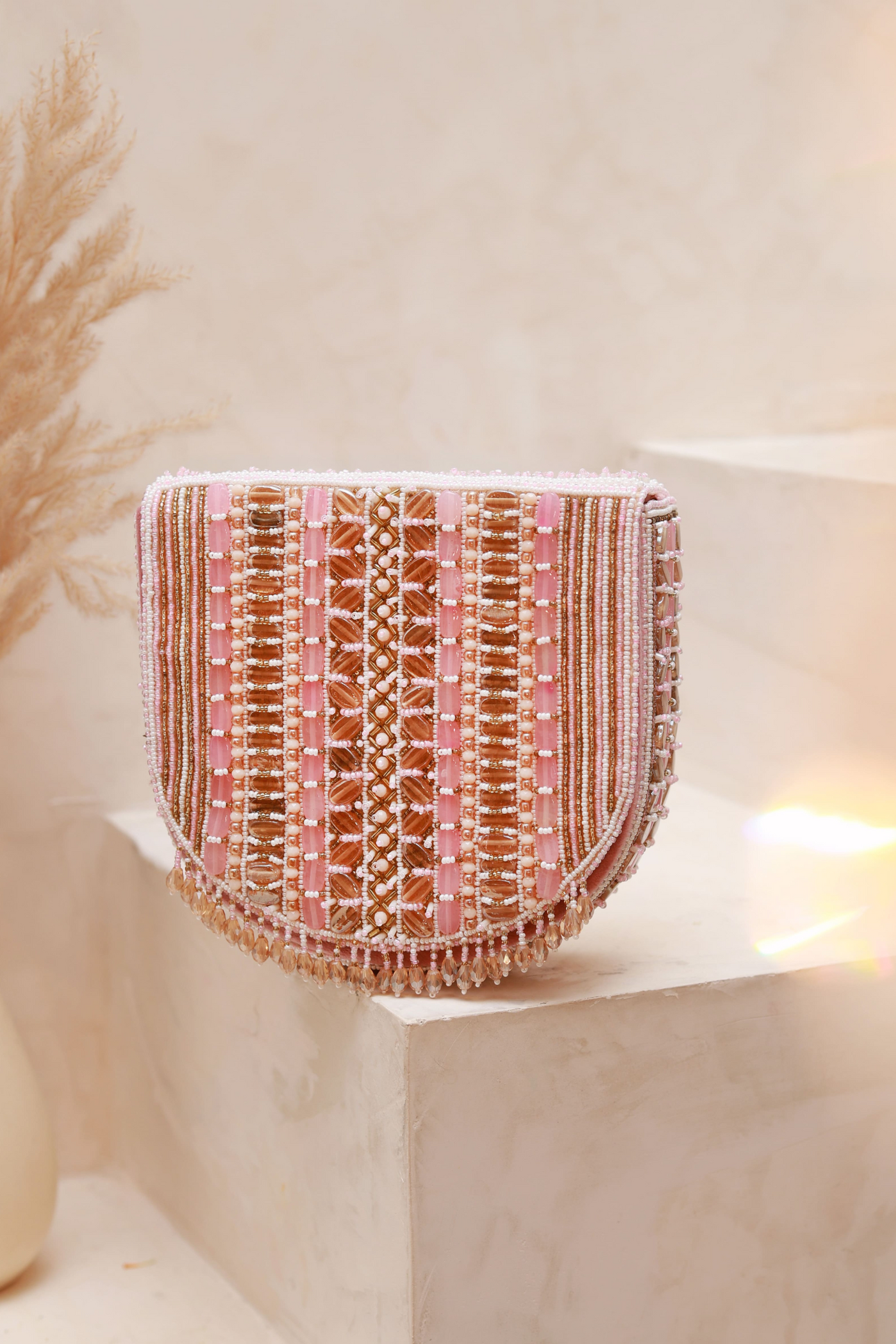 The Tan Clan Asma Pink Flap Over Bag with Handle Melange Singapore Online Shopping Womenswear Gifting