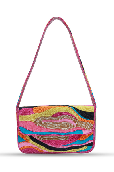 The Tan Clan Aster Mulitcolor Baguette Bag with Handle Sling Indian Designer Wear Gifting Melange Singapore Womenswear Online Shopping