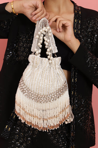 The Tan Clan Jalsa Potli Bag With Handle indian designer wear online shopping melange singapore