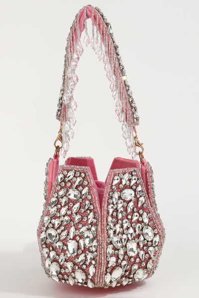 The Tan Clan Jhalak Pink Potli Bag With Handle indian designer wear online shopping melange singapore