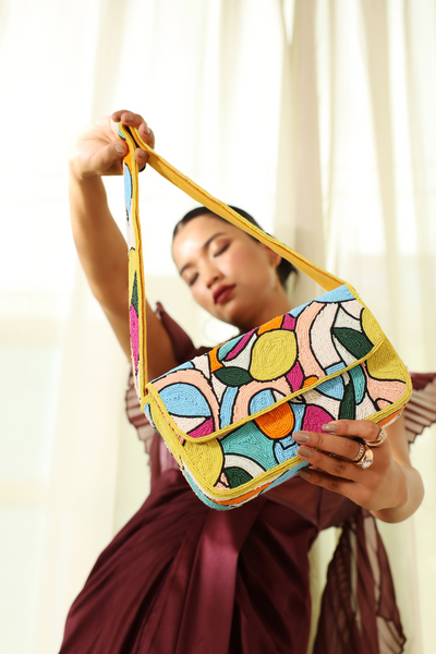The Tan Clan Poppy Multicolor Baguette Bag with Handle Melange Singapore Online Shopping Gifting Womenswear