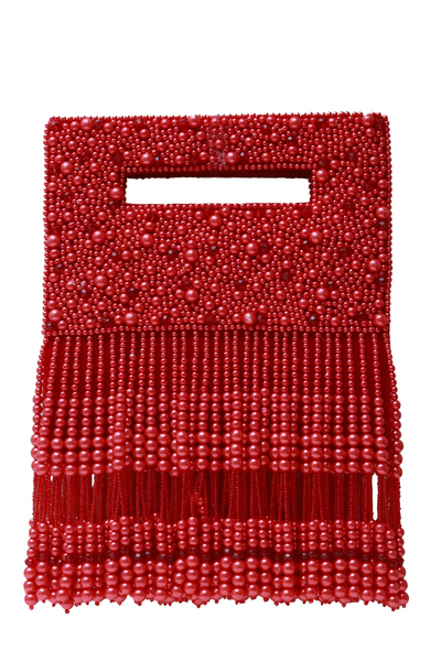 The Tan Clan Ruby Embellished Flap Over Clutch Bag Red Womenswear Indian Designer Wear Online Shopping Melange Singapore