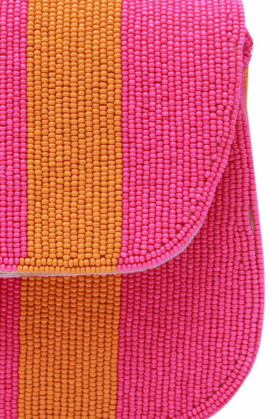 The Tan Clan Stripe Orange Pink Baguette Bag with Handle Melange Singapore Online Shopping Gifting Womenswear