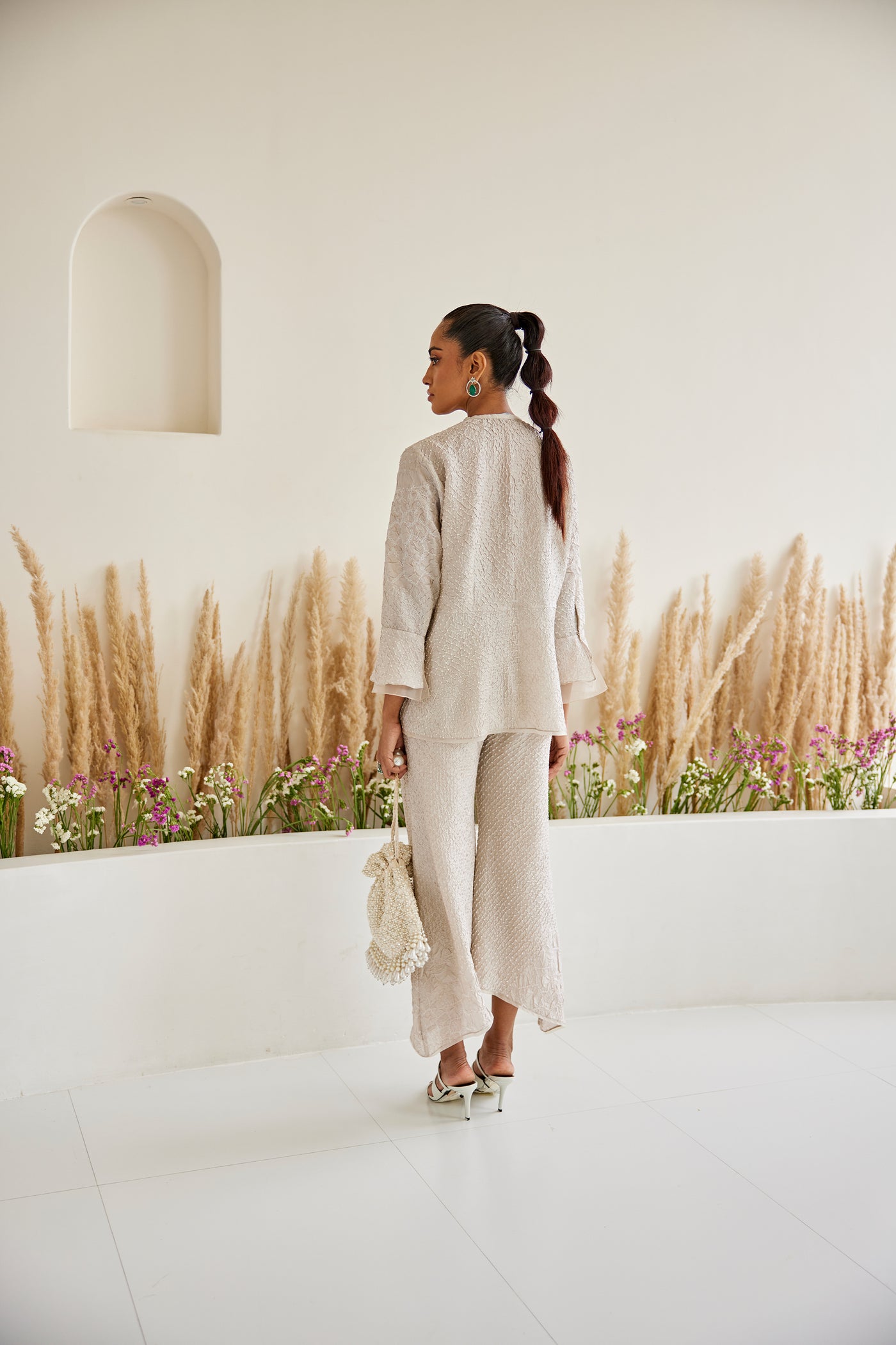 Twenty Nine Artisana Bandhani Wing Palazzos Ivory indian designer wear online shopping melange singapore