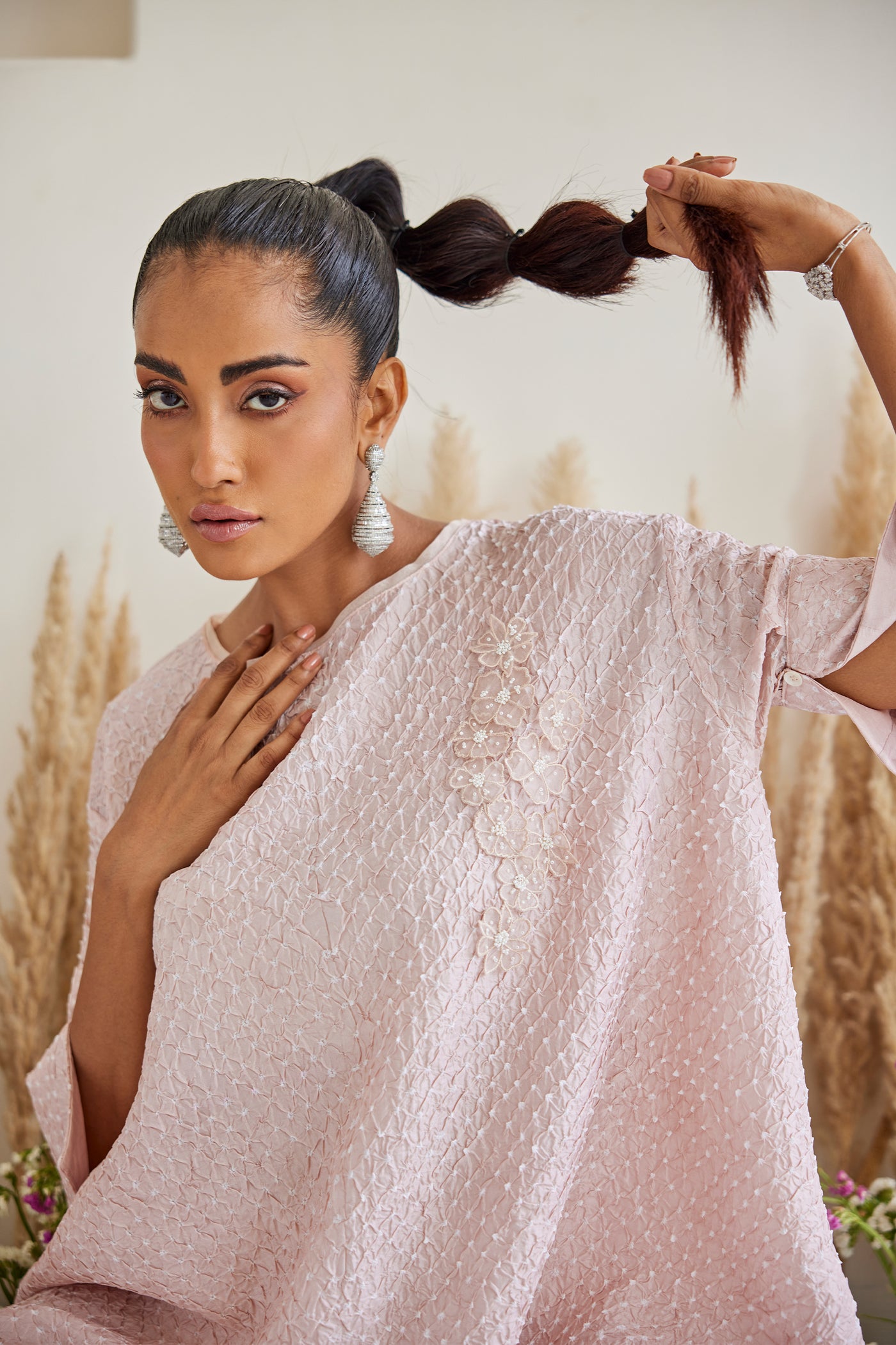 Twenty Nine Artisanal Bandhani Long Asym Top indian designer wear online shopping melange singapore