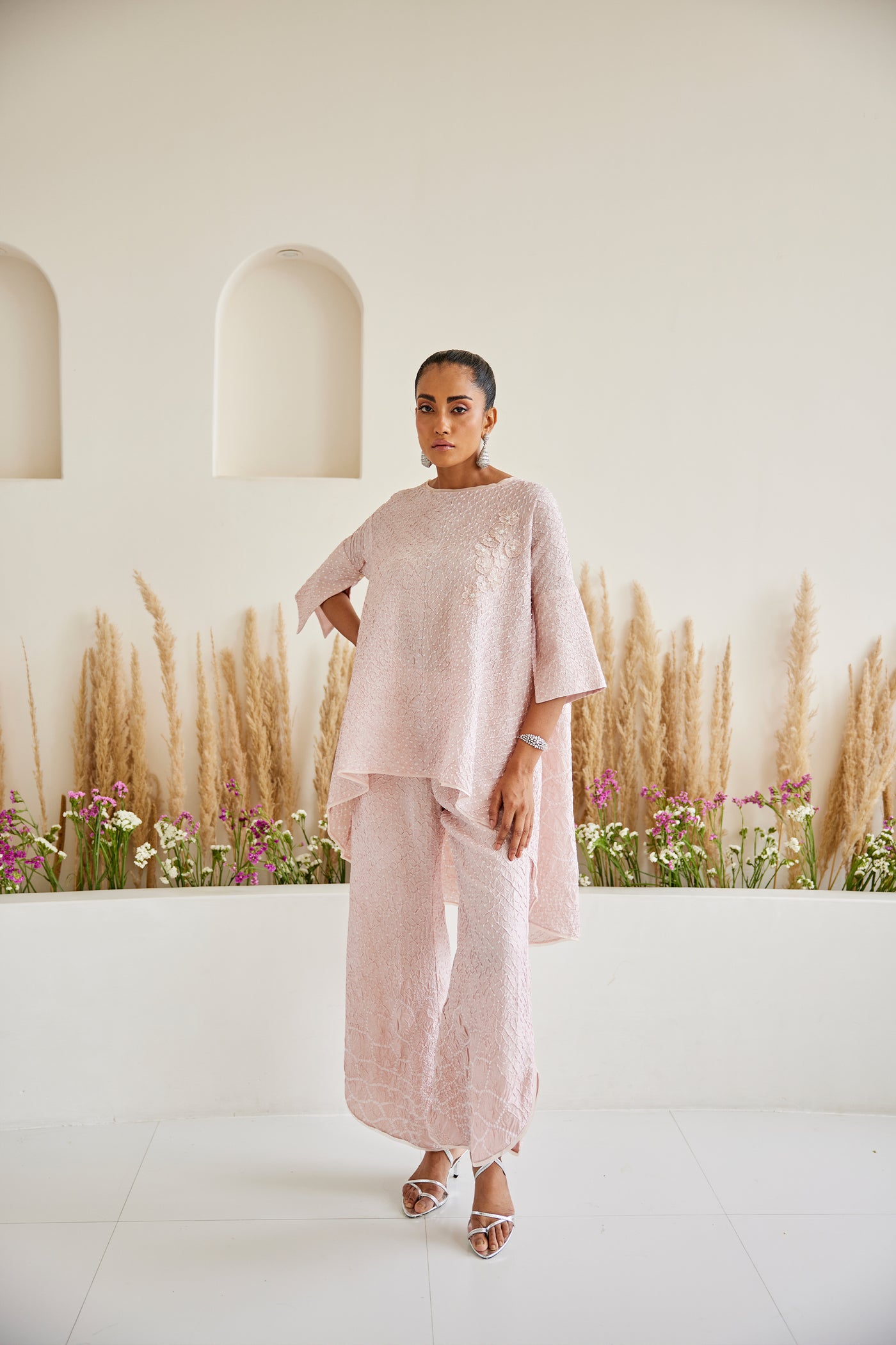 Twenty Nine Artisanal Bandhani Long Asym Top indian designer wear online shopping melange singapore