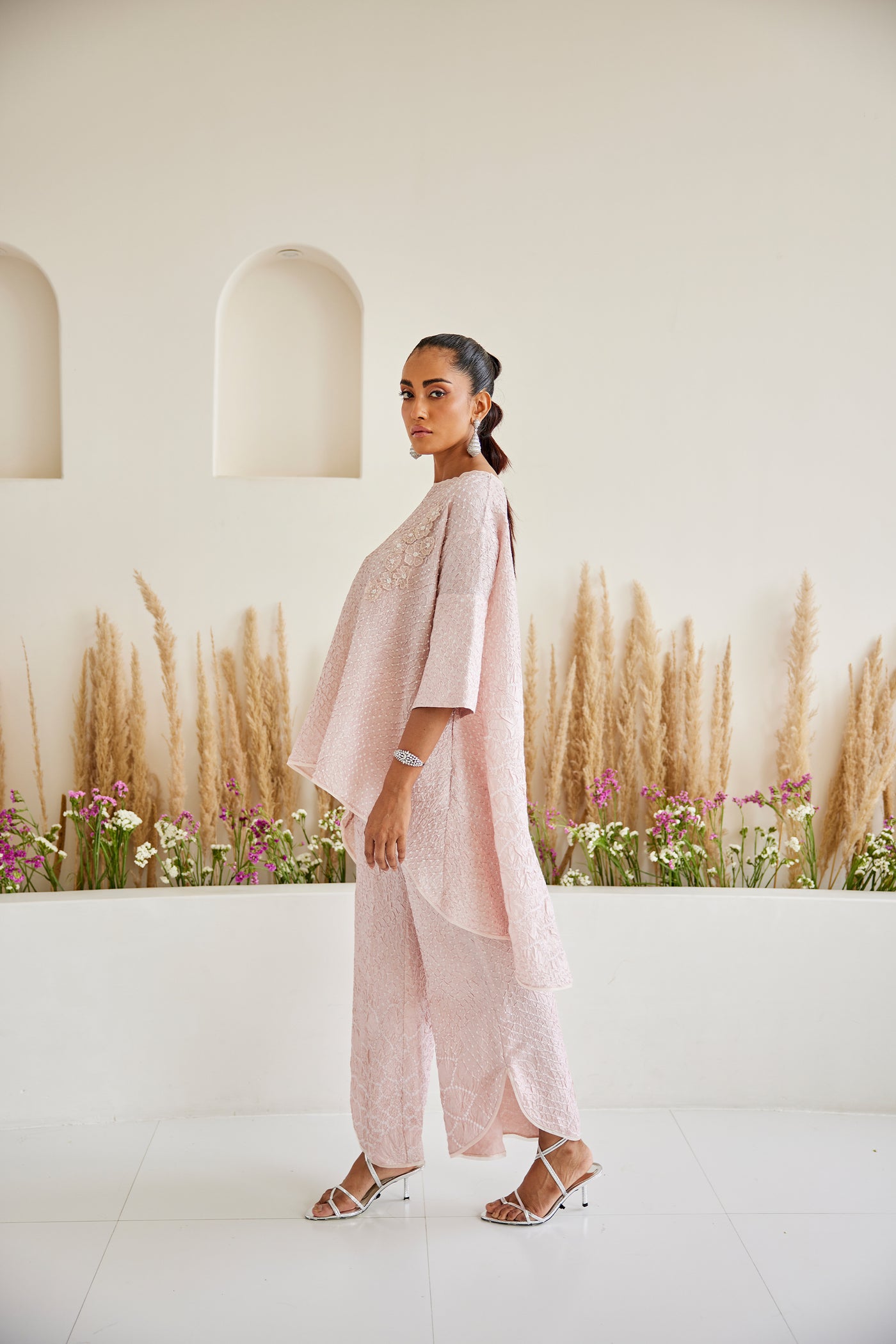 Twenty Nine Artisanal Bandhani Long Asym Top indian designer wear online shopping melange singapore