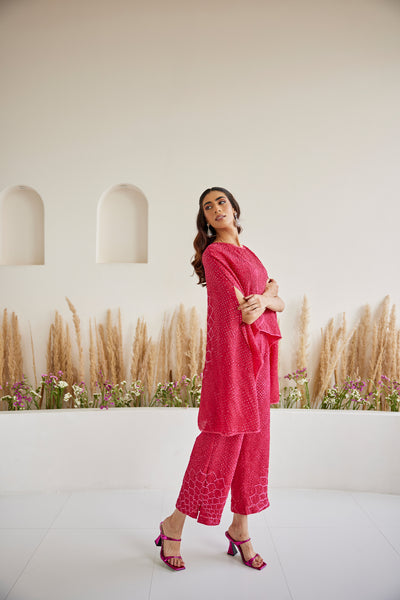 Twenty Nine Artisanal Bandhani Slit Palazzos Pink indian designer wear online shopping melange singapore