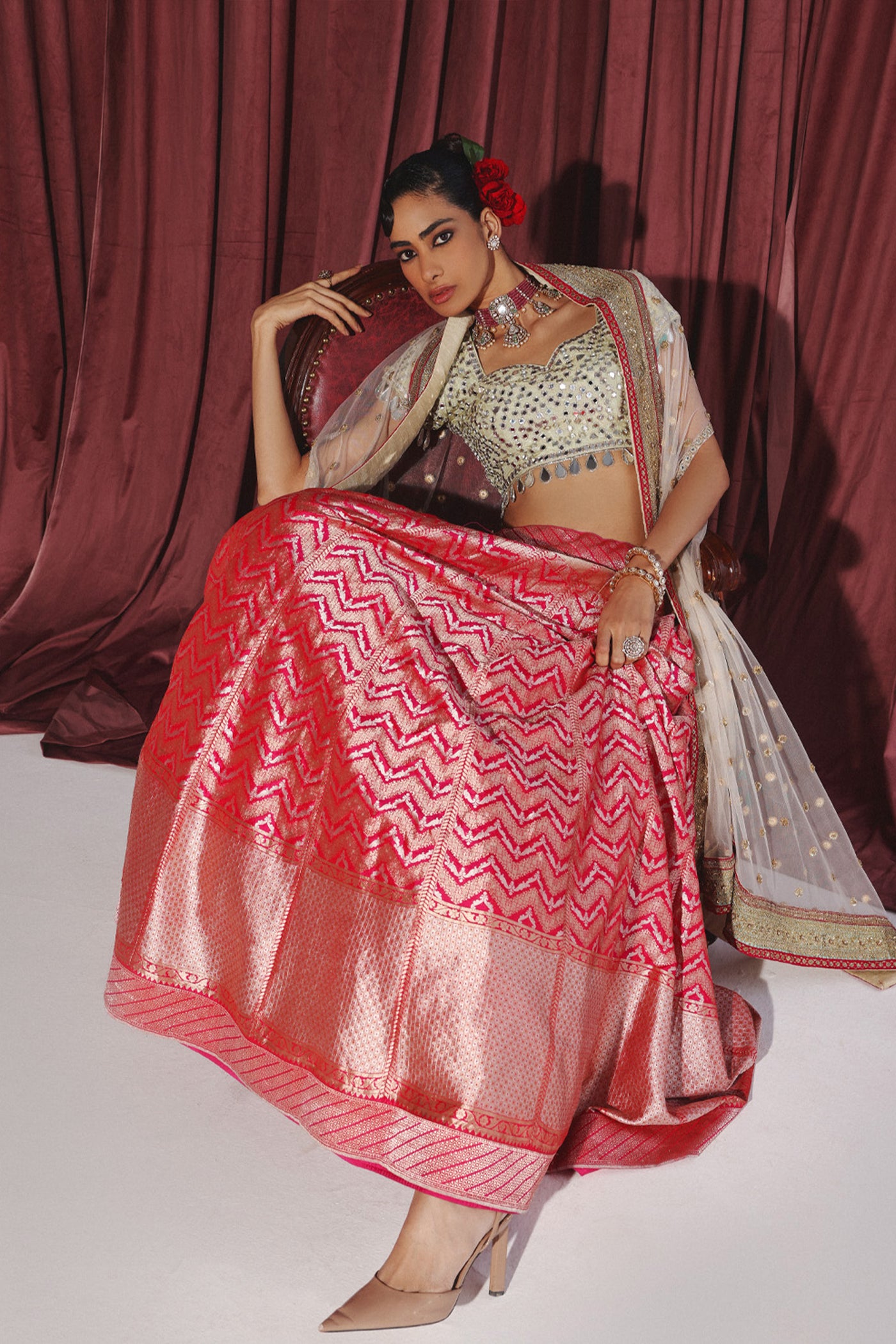 Twenty Nine Banarasi Brocade Lehenga Set indian designer wear online shopping melange singapore