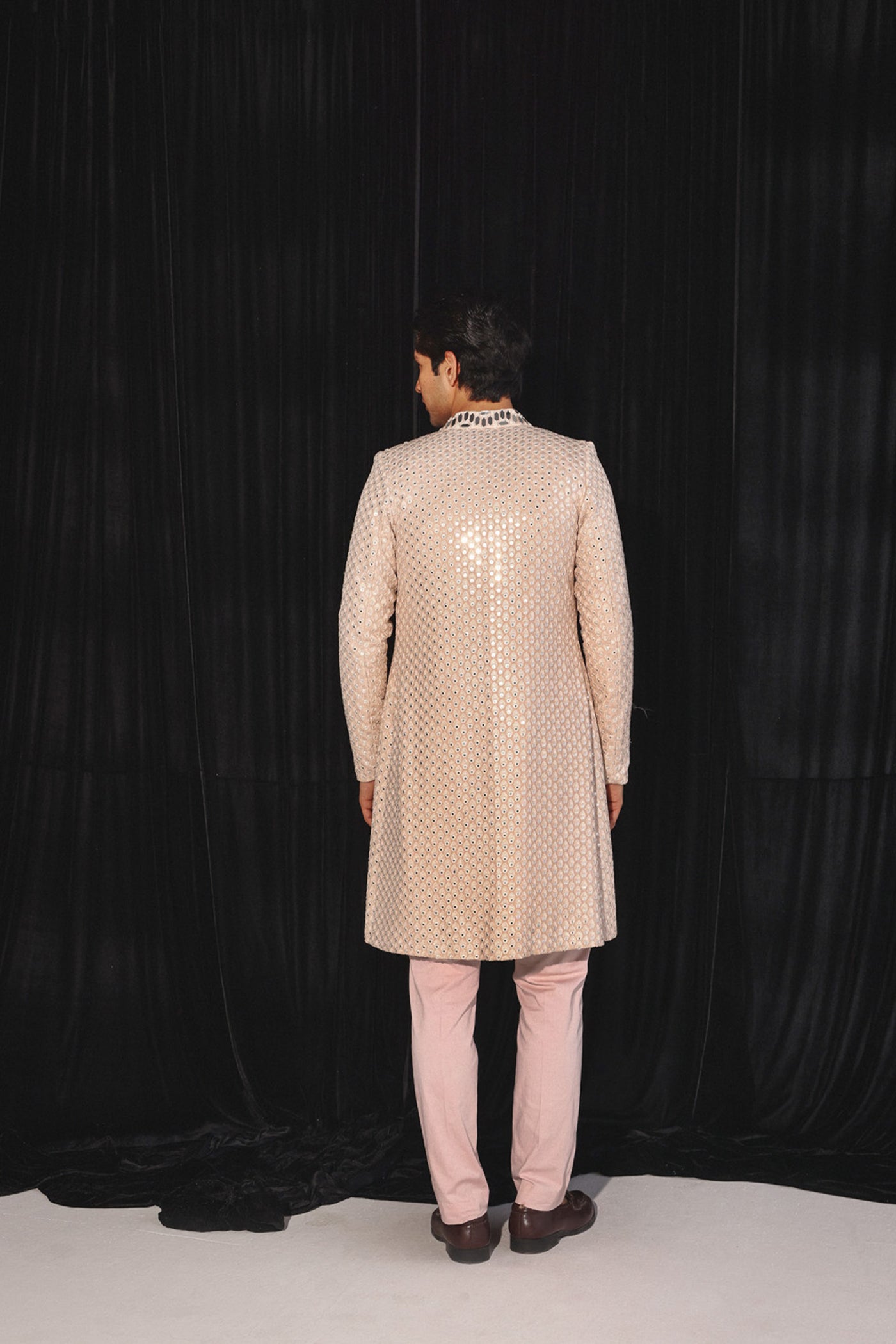 Twenty Nine Blush Pink Booti Mirrorwork Jacket indian designer wear online shopping melange singapore
