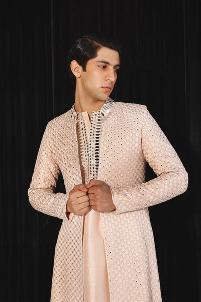 Twenty Nine Blush Pink Booti Mirrorwork Jacket indian designer wear online shopping melange singapore
