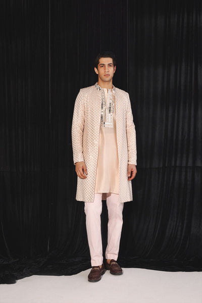 Twenty Nine Blush Pink Kurta With Mirrorwork indian designer wear online shopping melange singapore