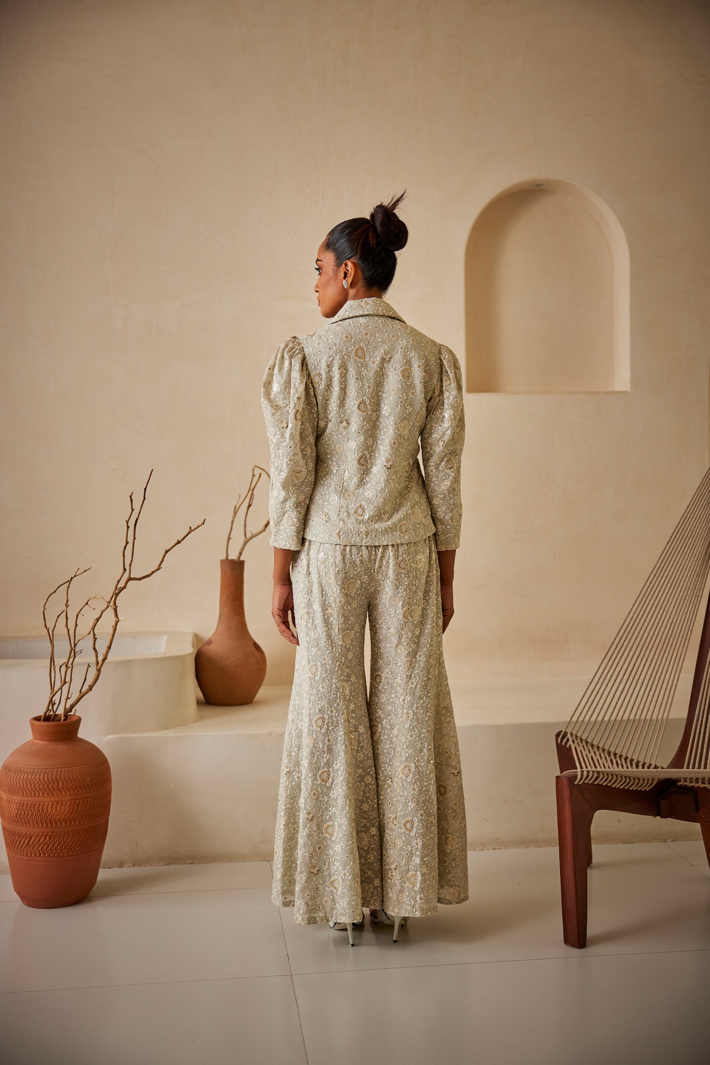 Twenty Nine Chikankari Bootcut Pants indian designer wear online shopping melange singapore