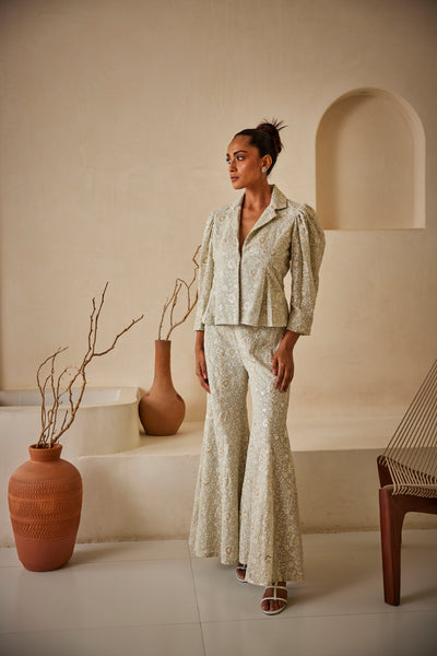Twenty Nine Chikankari Bootcut Pants indian designer wear online shopping melange singapore