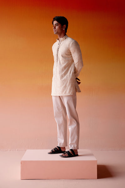 Twenty Nine Chikankari Kurta Shirt With Straight Pants indian designer wear online shopping melange singapore