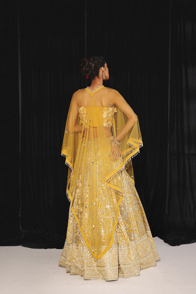 Twenty Nine Chikankari Mirrorwork Box Pleat Lehenga Set indian designer wear online shopping melange singapore
