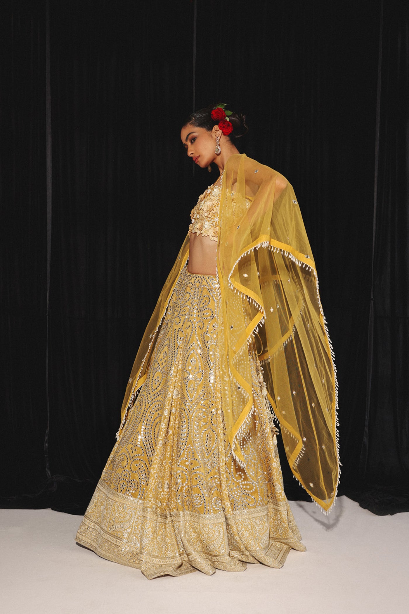 Twenty Nine Chikankari Mirrorwork Box Pleat Lehenga Set indian designer wear online shopping melange singapore

