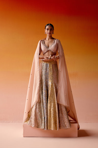 Twenty Nine Color Block Lehenga indian designer wear online shopping melange singapore