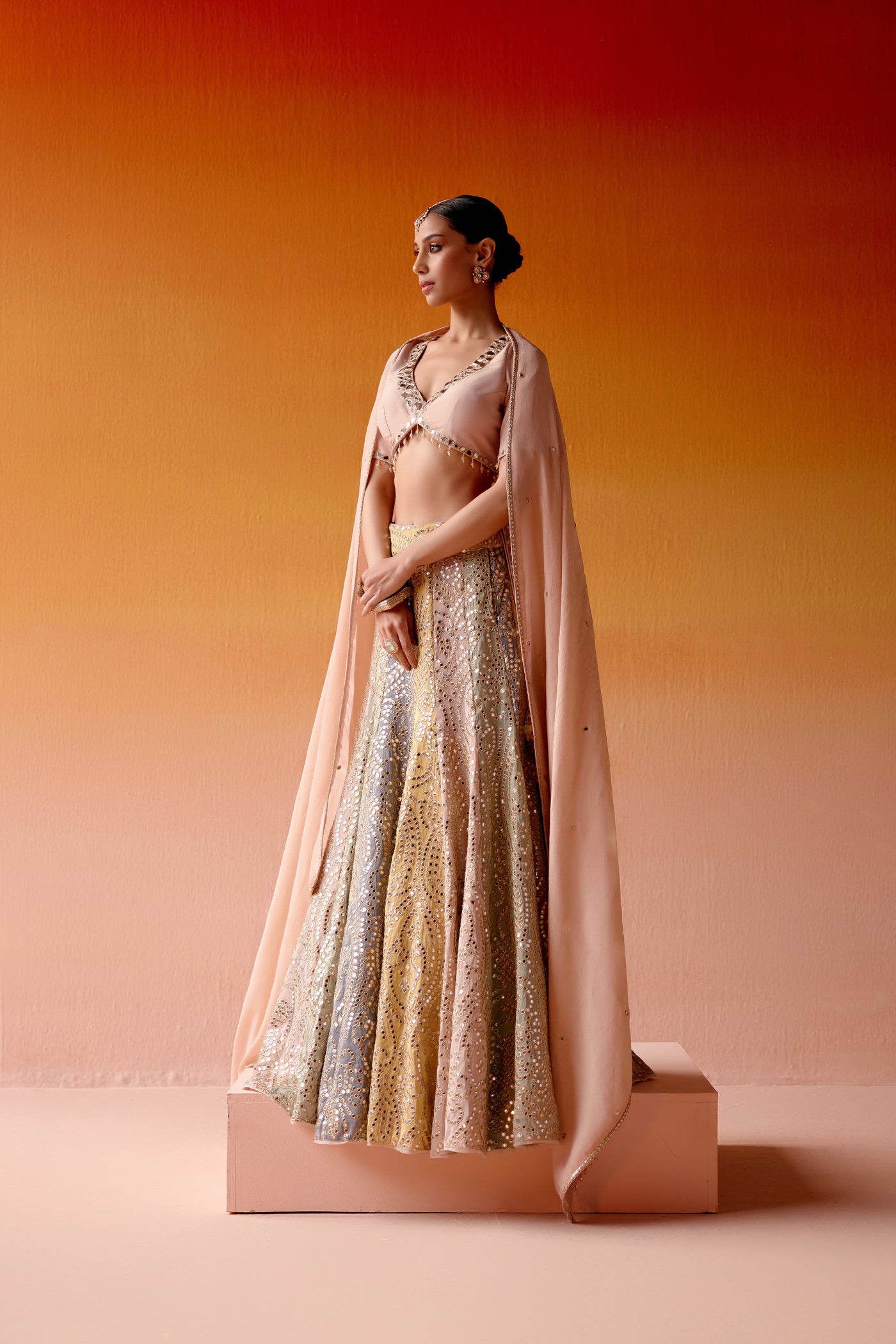 Twenty Nine Color Block Lehenga indian designer wear online shopping melange singapore
