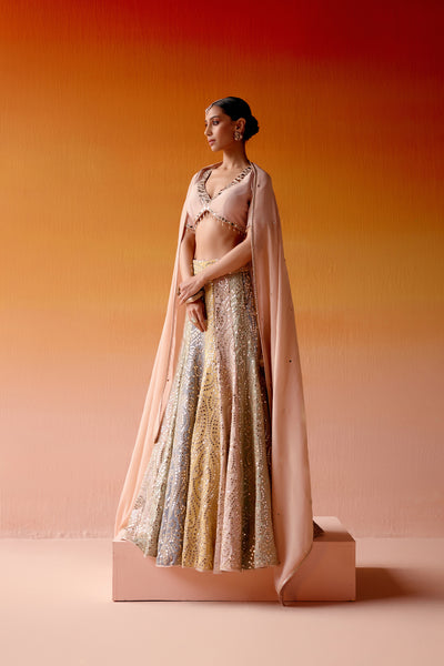 Twenty Nine Color Block Lehenga indian designer wear online shopping melange singapore