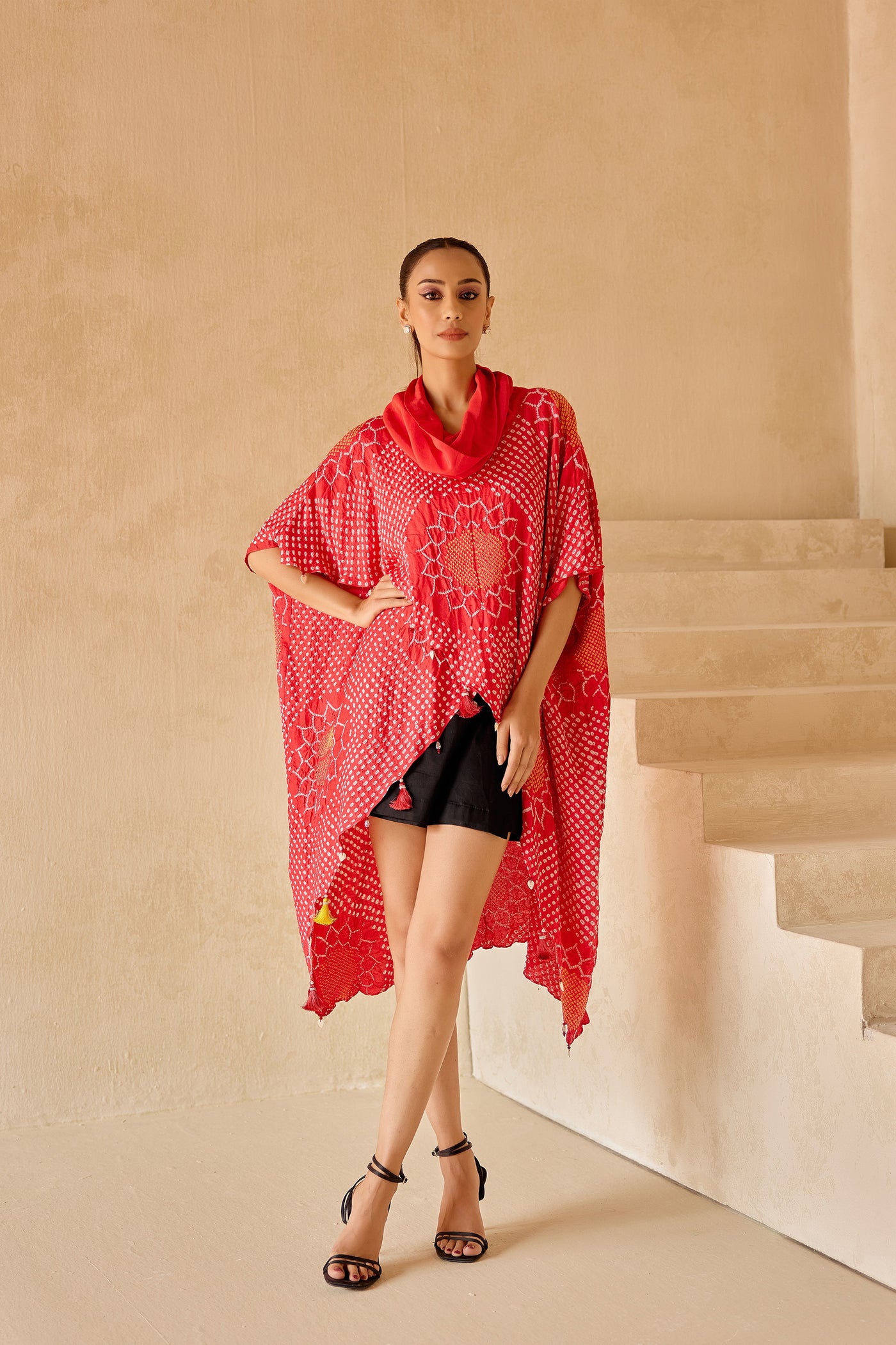Twenty Nine Cowl Neck Overlap Cape indian designer wear online shopping melange singapore
