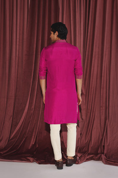 Twenty Nine Fuchsia Kurta With Marodiwork indian designer wear online shopping melange singapore