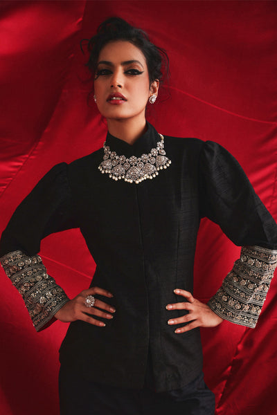 Twenty Nine Marodiwork Crop Jacket With Palazzos indian designer wear online shopping melange singapore
