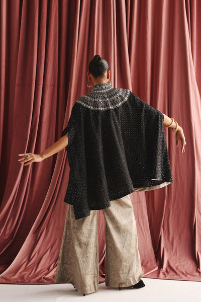 Twenty Nine Marodiwork Crushed Silk Bandhani Cape with Palazzos indian designer wear online shopping melange singapore