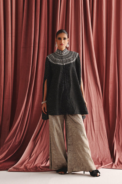 Twenty Nine Marodiwork Crushed Silk Bandhani Cape with Palazzos indian designer wear online shopping melange singapore