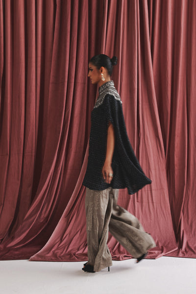 Twenty Nine Marodiwork Crushed Silk Bandhani Cape with Palazzos indian designer wear online shopping melange singapore