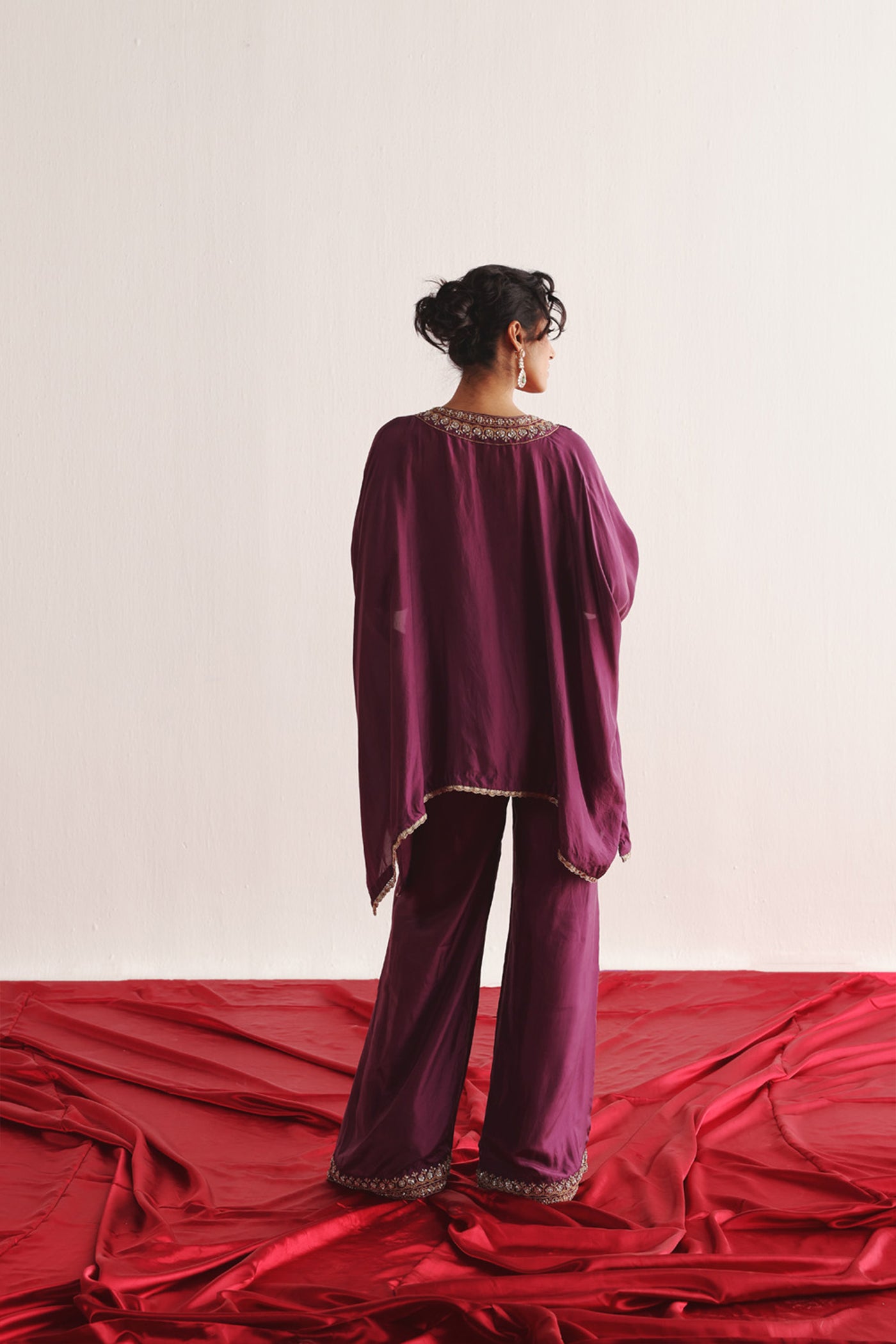 Twenty Nine Marodiwork Silk Kaftan With Palazzos indian designer wear online shopping melange singapore