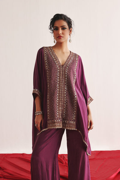 Twenty Nine Marodiwork Silk Kaftan With Palazzos indian designer wear online shopping melange singapore