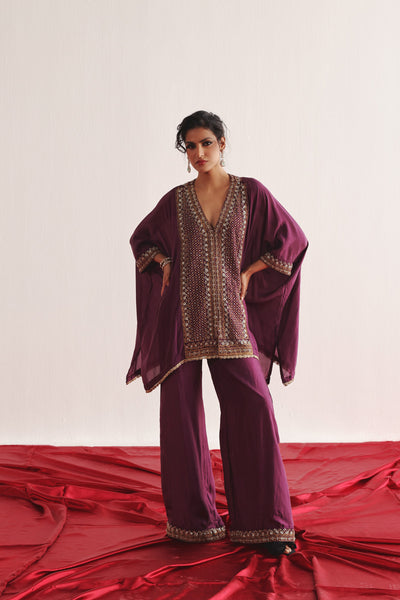 Twenty Nine Marodiwork Silk Kaftan With Palazzos indian designer wear online shopping melange singapore
