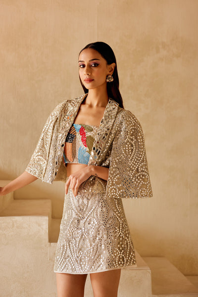 Twenty Nine Mirrorwork Crop Jacket indian designer wear online shopping melange singapore