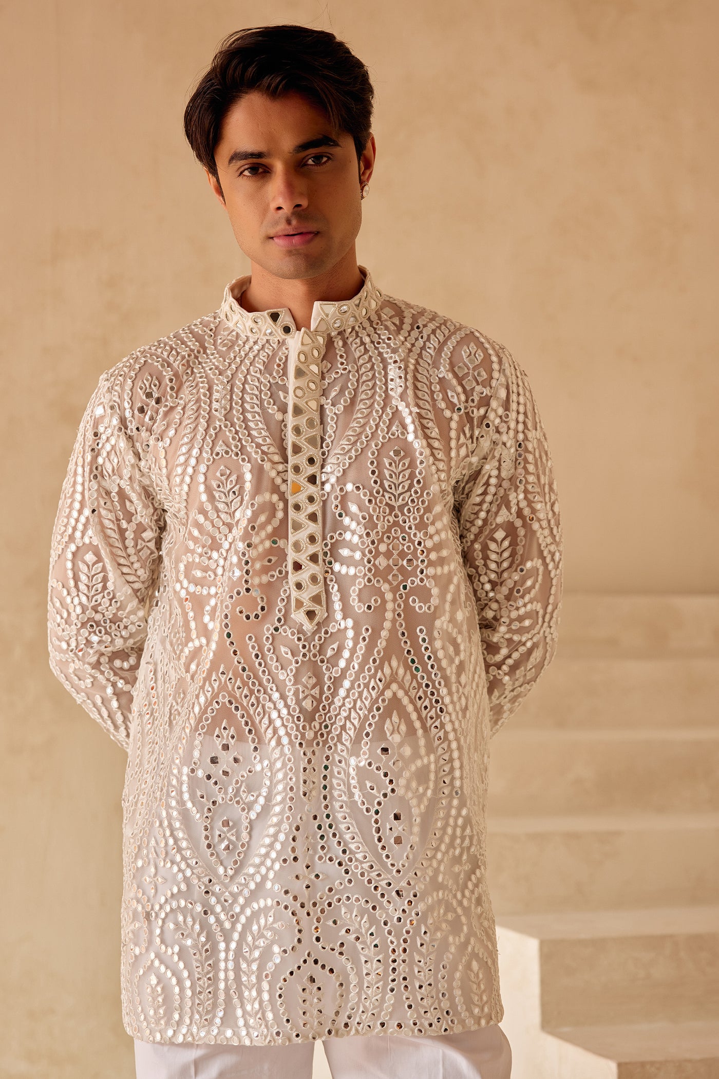Twenty Nine Mirrorwork Kurta Shirt With Straight Pants indian designer wear online shopping melange singapore