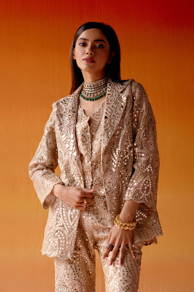 Twenty Nine Mirrorwork Scallop Gilet indian designer wear online shopping melange singapore
