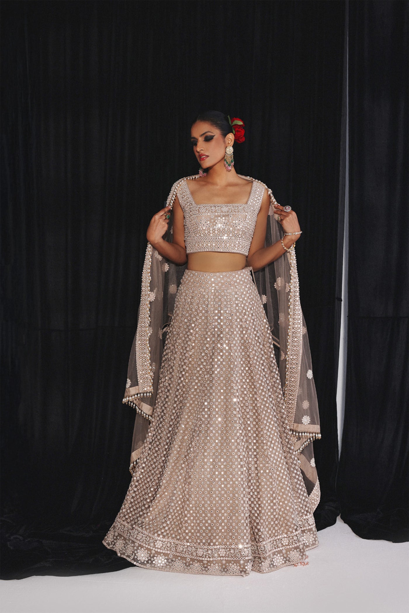 Twenty Nine Mirrorwork and Beadwork Lehenga Set indian designer wear online shopping melange singapore