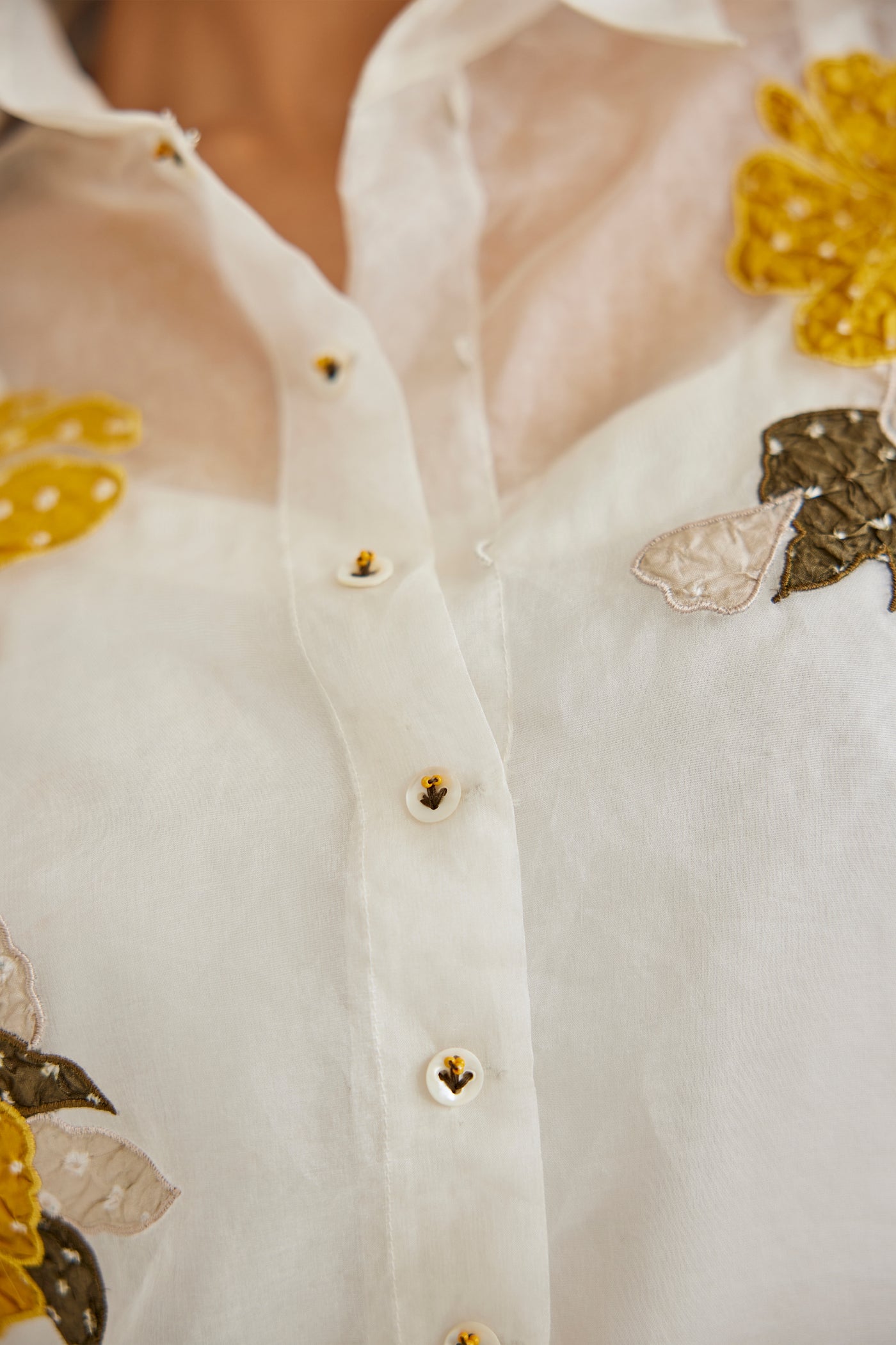Twenty Nine Organza Bandhani Applique Collar Shirt indian designer wear online shopping melange singapore
