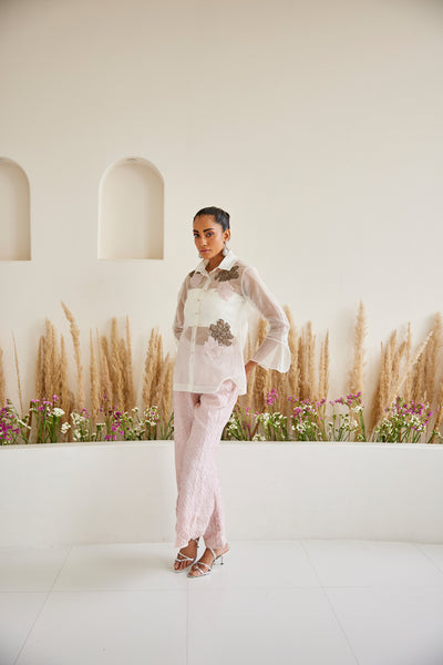 Twenty Nine Organza Bandhani Applique Flared Sleeves Top indian designer wear online shopping melange singapore