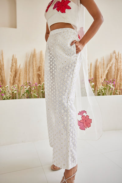 Twenty Nine Organza Mirrorwork Pallazos indian designer wear online shopping melange singapore