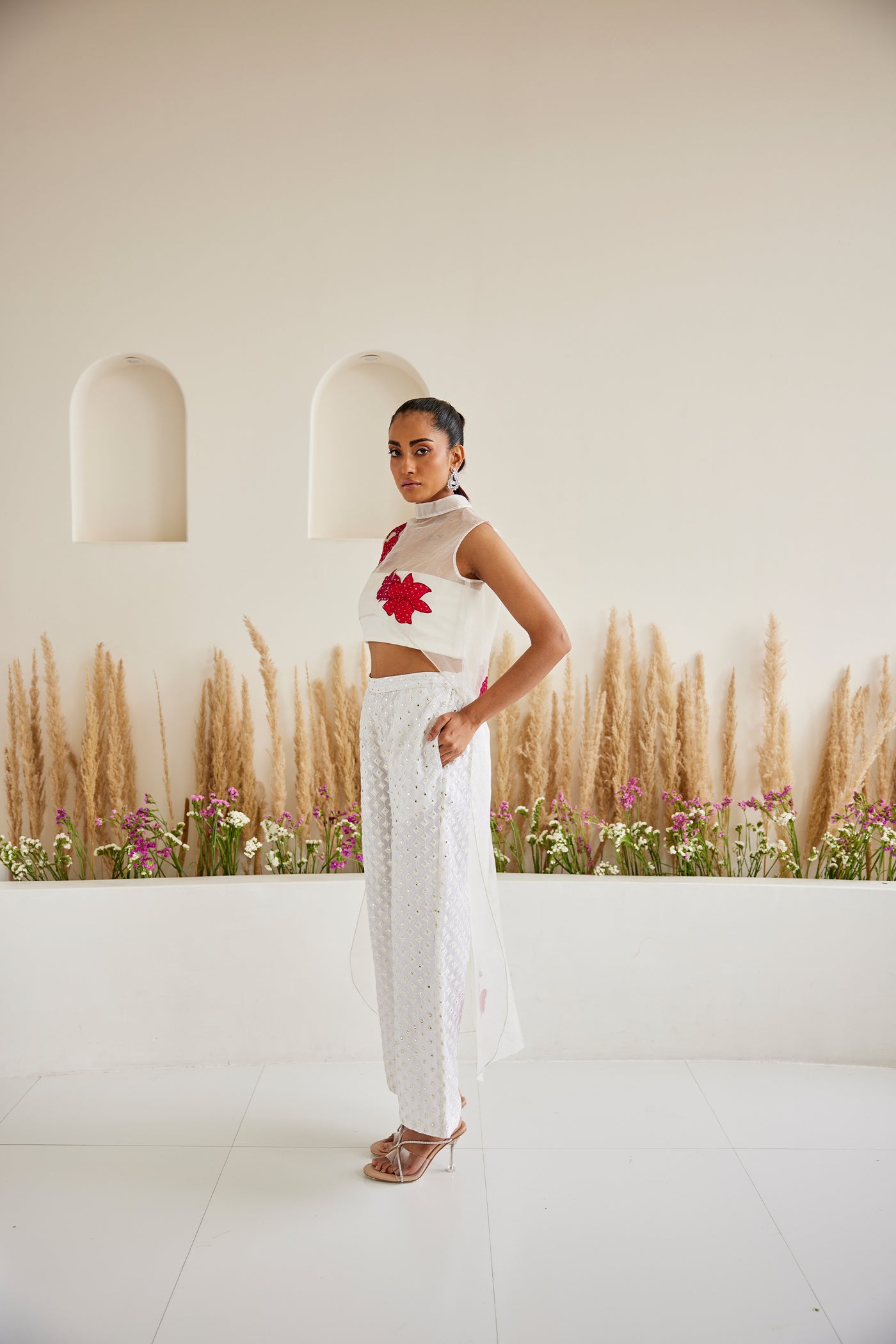 Twenty Nine Organza Mirrorwork Pallazos indian designer wear online shopping melange singapore