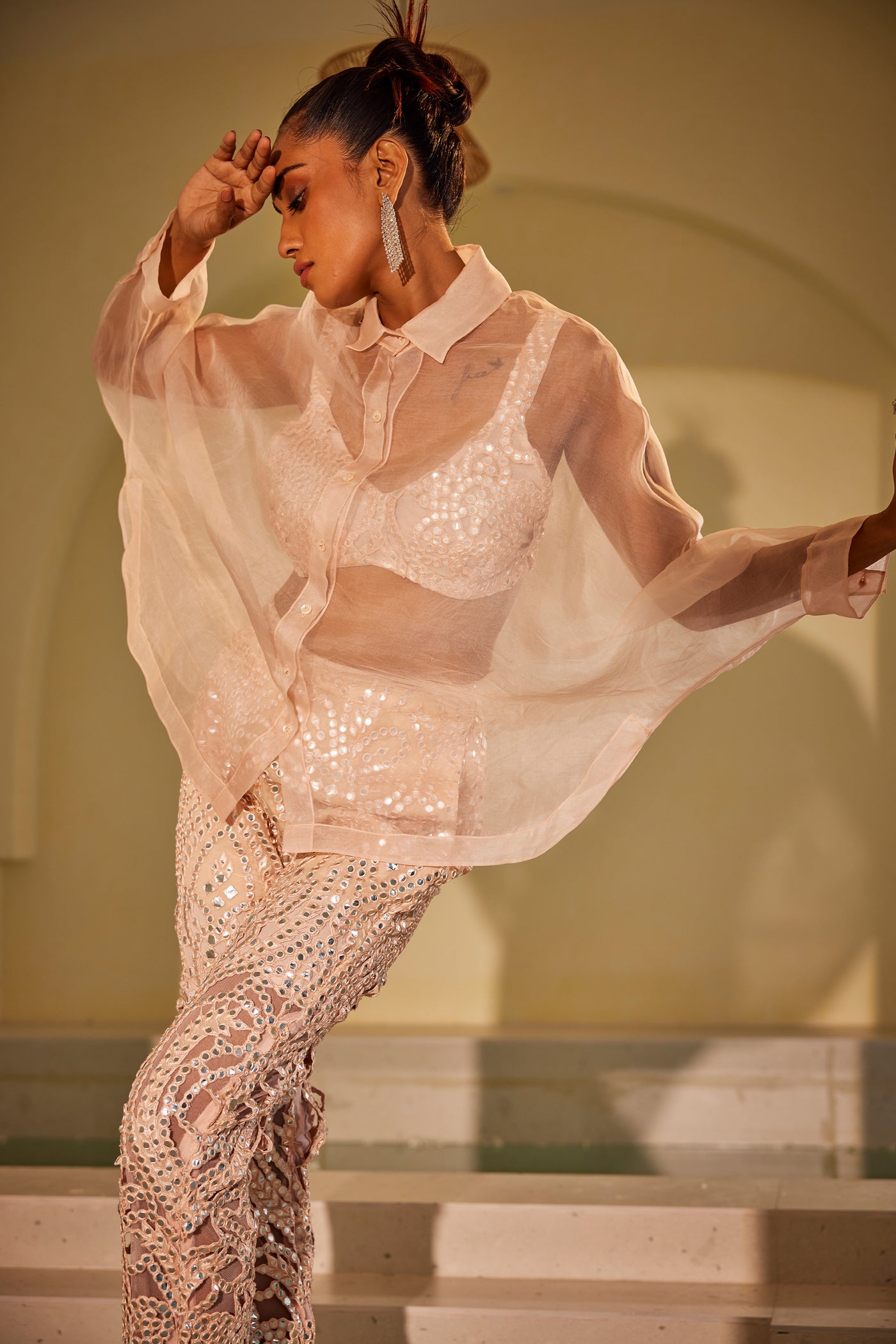 Twenty Nine Organza Shirt indian designer wear online shopping melange singapore